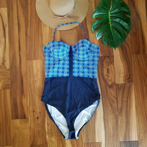 Ann Taylor Loft Beach one piece 16 swimsuit halter - Picture 1 of 5